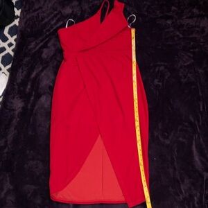 SHEIN Red and Yellow Asymmetrical One Shoulder Cocktail Dress